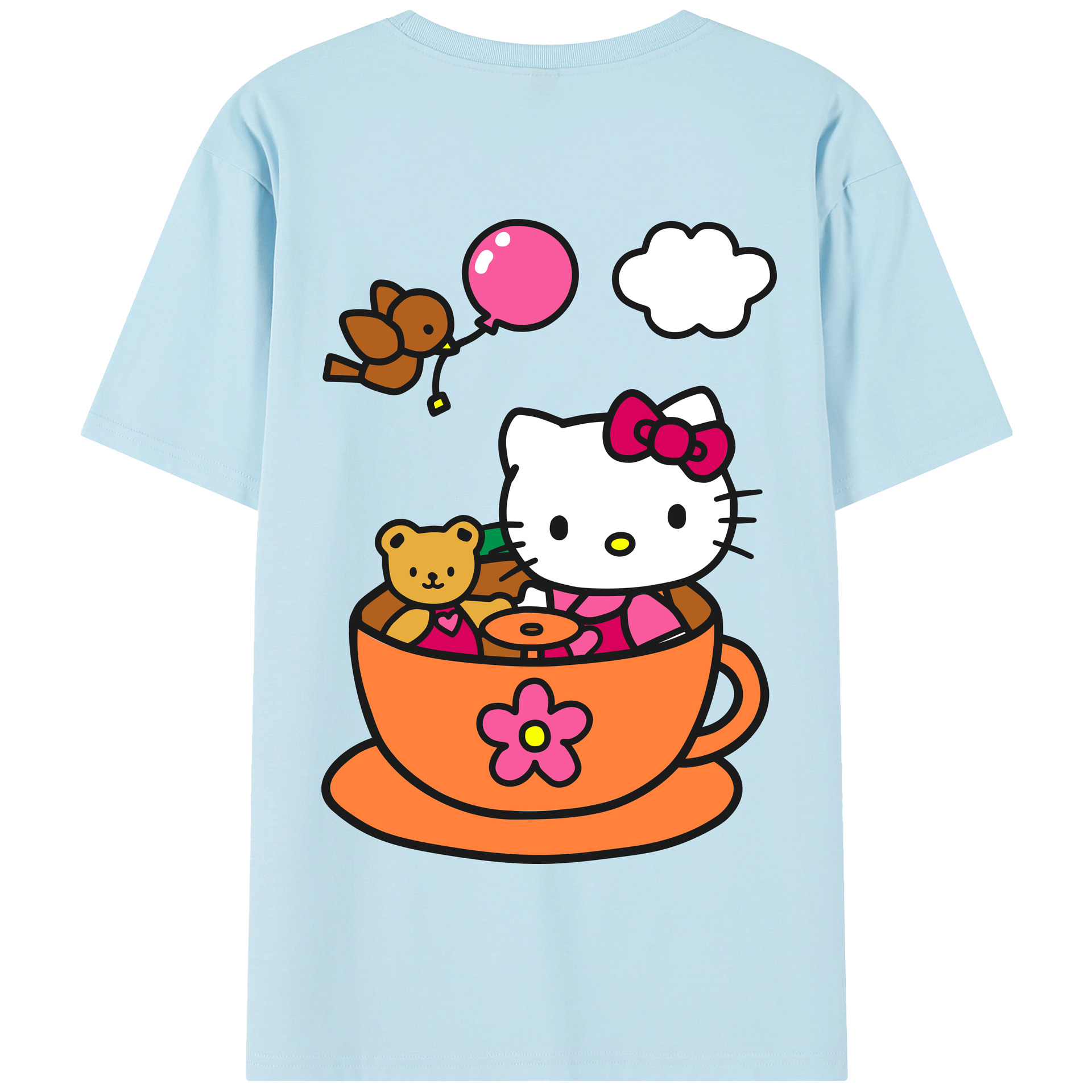 （画像用） Hello Kitty ハローキティ 綿100％半袖Tシャツ（背面プリント）